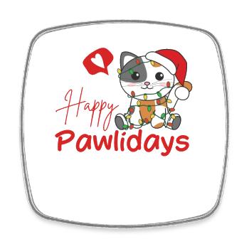 Katze Weihnachten süße Katzen Happy Pawlidays - Viereckiger Kühlschrankmagnet - Weiß - Vorne