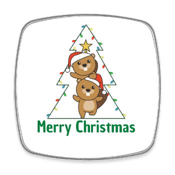 Beaver Christmas Tree Christmas Animals Beavers - Square fridge magnet - white - Front