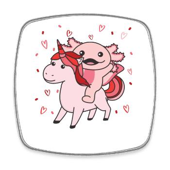 Axolotl with Unicorn Hearts Favorite Animal Heart - Square fridge magnet - white - Front
