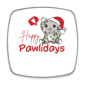 Katze Weihnachten süße Katzen Happy Pawlidays - Viereckiger Kühlschrankmagnet - Weiß - Vorne