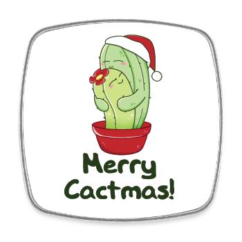 Merry Cactma's Funny Cacti Plants Wordplay - Square fridge magnet - white - Front