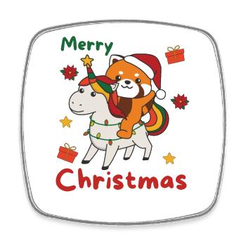 Weihnachts Roter Panda frohe Weihnachten Einhorn - Viereckiger Kühlschrankmagnet - Weiß - Vorne