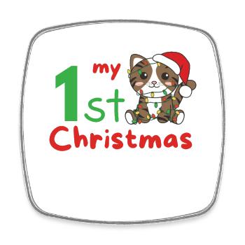 Cat Christmas Cats my 1st Christmas - Square fridge magnet - white - Front