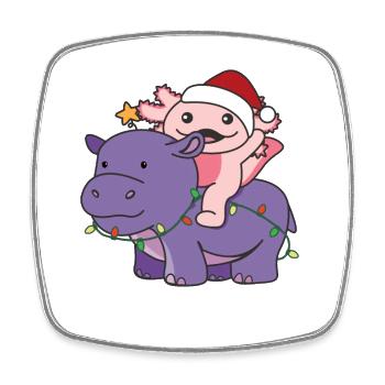 Weihnachts Hippo Axolotl frohe Weihnachten Hippo - Viereckiger Kühlschrankmagnet - Weiß - Vorne