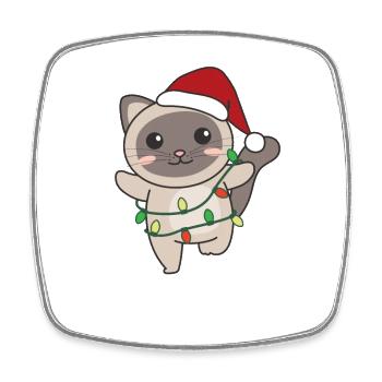 Katze Weihnachten Winter Tiere Katzen - Viereckiger Kühlschrankmagnet - Weiß - Vorne