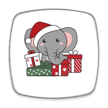 Éléphant Cadeau de Noël Animaux d’hiver Éléphant - Magnet carré - blanc - Devant