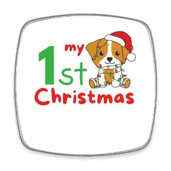 Jack Russell Christmas Dogs my 1st Christmas - Square fridge magnet - white - Front