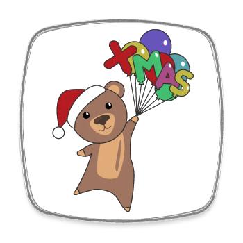 Ours Joyeux Noël Hiver Animaux Ours - Magnet carré - blanc - Devant