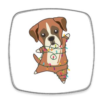 Boxer Dog Noël Neige Hiver Animaux Chiens - Magnet carré - blanc - Devant