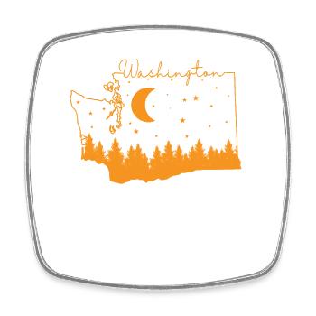Washington Map Outline with Skyline USA - Square fridge magnet - white - Front