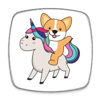 Corgi Licorne Animaux mignons Licorne Chiens - Magnet carré - blanc - Devant