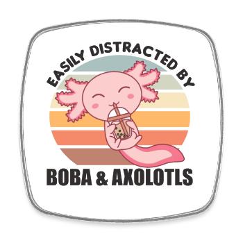 Bubble Tea Axolotl Schokolade süße Tiere Boba - Viereckiger Kühlschrankmagnet - Weiß - Vorne