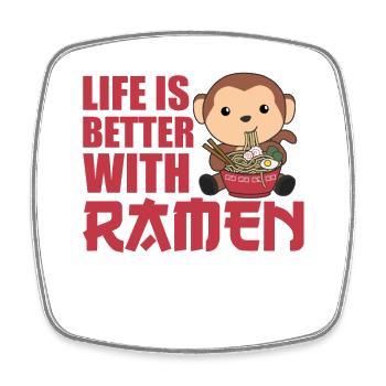 Ramen Japanese Noodles Sweet Monkey Eats Ramen - Square fridge magnet - white - Front