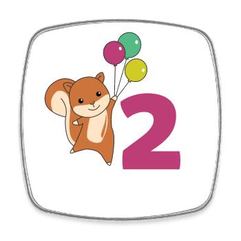 Eichhörnchen zweiter Geburtstag Luftballons Kinder - Viereckiger Kühlschrankmagnet - Weiß - Vorne