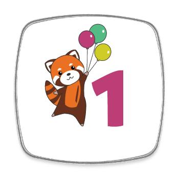 Roter Panda erster Geburtstag Luftballons Kinder - Viereckiger Kühlschrankmagnet - Weiß - Vorne