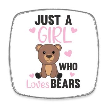 Seulement une fille qui aime les ours - ours mignon - Magnet carré - blanc - Devant
