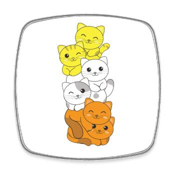 maverique flag pride LGBTQ cute cat pile - Square fridge magnet - white - Front