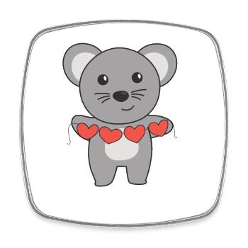 Maus zum Valentinstag süße Tiere mit Herzen - Viereckiger Kühlschrankmagnet - Weiß - Vorne
