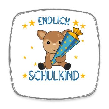 Endlich Schulkind Reh Schultüte Schule Einschulung - Viereckiger Kühlschrankmagnet - Weiß - Vorne