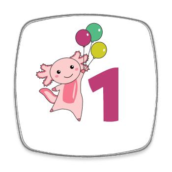 Axololt first birthday balloons for children - Square fridge magnet - white - Front