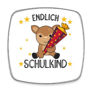 Endlich Schulkind Reh Schultüte Schule Einschulung - Viereckiger Kühlschrankmagnet - Weiß - Vorne