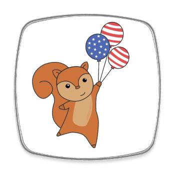 Squirrel flies balloons usa cute animals - Square fridge magnet - white - Front