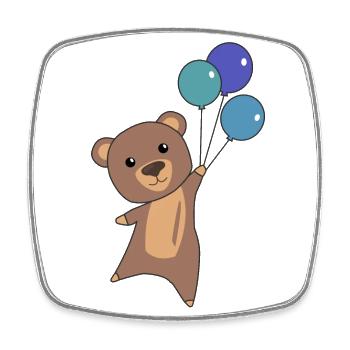 Bear flies up with balloons - Square fridge magnet - white - Front