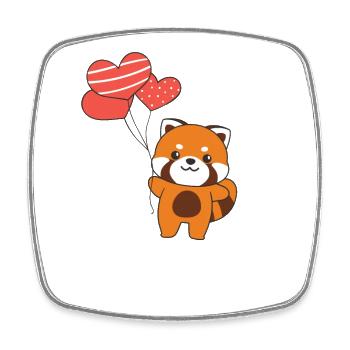 Panda roux pour la Saint-Valentin animaux mignons avec des cœurs - Magnet carré - blanc - Devant