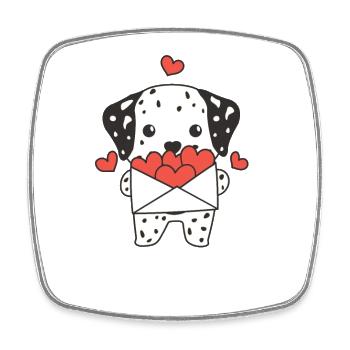 Dalmatiens pour la Saint-Valentin animaux mignons avec des cœurs - Magnet carré - blanc - Devant