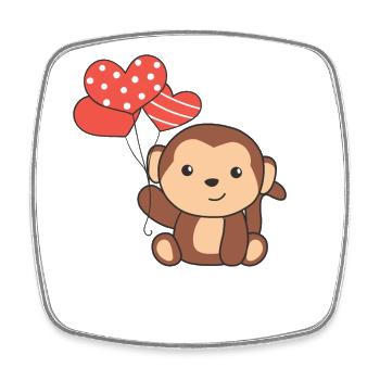 Singe pour la Saint-Valentin animaux mignons avec des cœurs - Magnet carré - blanc - Devant