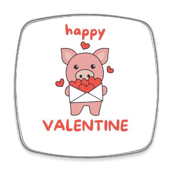 Cochon pour la Saint-Valentin animaux mignons avec des cœurs - Magnet carré - blanc - Devant