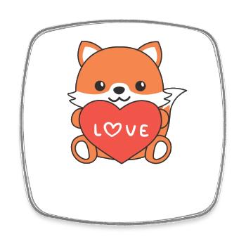 Renard pour la Saint-Valentin animaux mignons avec des cœurs - Magnet carré - blanc - Devant
