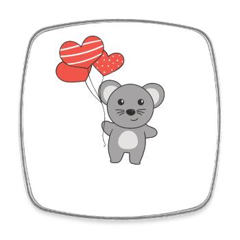 Maus zum Valentinstag süße Tiere mit Herzen - Viereckiger Kühlschrankmagnet - Weiß - Vorne