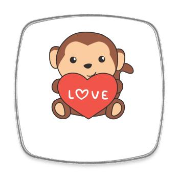 Singe pour la Saint-Valentin animaux mignons avec des cœurs - Magnet carré - blanc - Devant