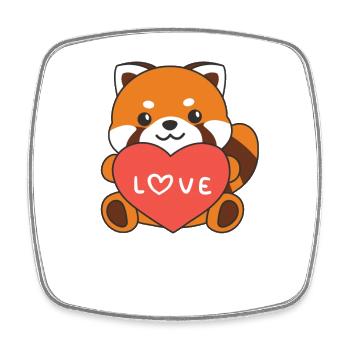 Panda roux pour la Saint-Valentin animaux mignons avec des cœurs - Magnet carré - blanc - Devant