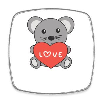 Maus zum Valentinstag süße Tiere mit Herzen - Viereckiger Kühlschrankmagnet - Weiß - Vorne