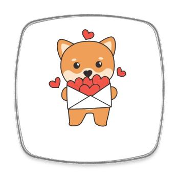 Shiba Inu pour la Saint-Valentin des animaux mignons avec des cœurs - Magnet carré - blanc - Devant