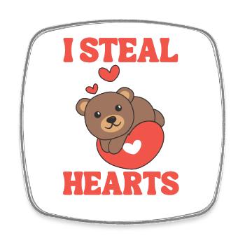 Bär zum Valentinstag ich stehle Herzen - Viereckiger Kühlschrankmagnet - Weiß - Vorne