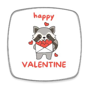 Waschbär zum Valentinstag süße Tiere mit Herzen - Viereckiger Kühlschrankmagnet - Weiß - Vorne