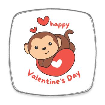 Singe pour la Saint-Valentin animaux mignons avec des cœurs - Magnet carré - blanc - Devant