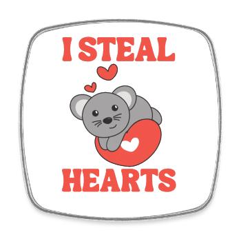 Maus zum Valentinstag ich stehle Herzen - Viereckiger Kühlschrankmagnet - Weiß - Vorne