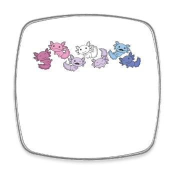 Bigender Flag Pride LGBTQ Axolotl - Magnet carré - blanc - Devant