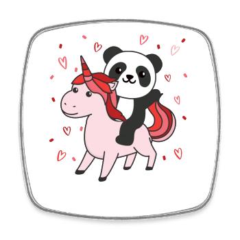 Panda with unicorn hearts favorite animal heart - Square fridge magnet - white - Front