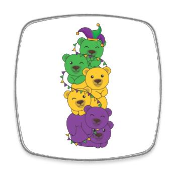 Que les manigances commencent Mardi Gras Bear Tower - Magnet carré - blanc - Devant