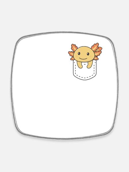 Axolotl in pocket sweet axolotls in breast pocket - Square fridge magnet - white