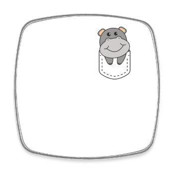 Hippo in pocket cute hippos in breast pocket - Square fridge magnet - white - Front