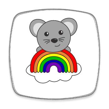 Maus bunter Regenbogen für Kinder süßes Maus - Viereckiger Kühlschrankmagnet - Weiß - Vorne