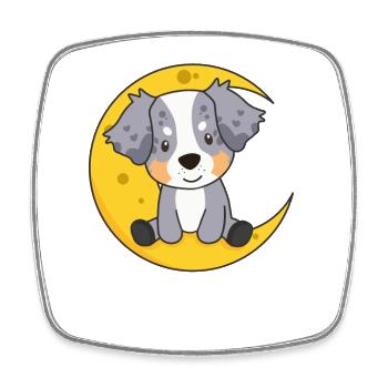 Mond Australian Shepherd süße Tiere für die Nacht - Viereckiger Kühlschrankmagnet - Weiß - Vorne