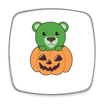 Bear in Pumpkin Cute Bears Happy Halloween - Square fridge magnet - white - Front