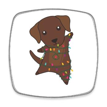 Labrador Noël Neige Hiver Animaux Chiens - Magnet carré - blanc - Devant